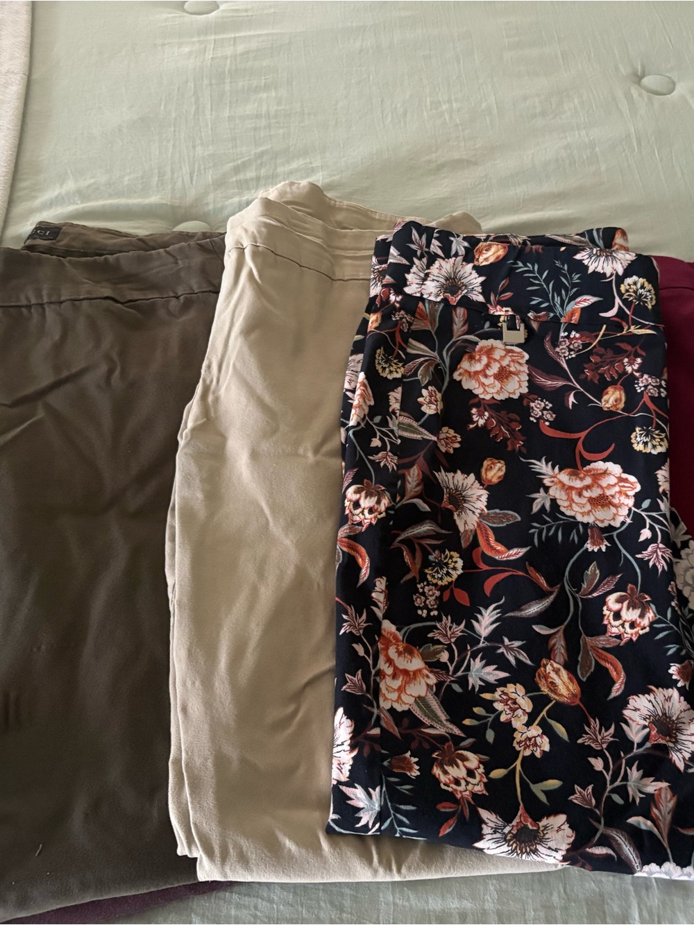Floral Print Women's Trousers - Black with Pink & Cream Blooms